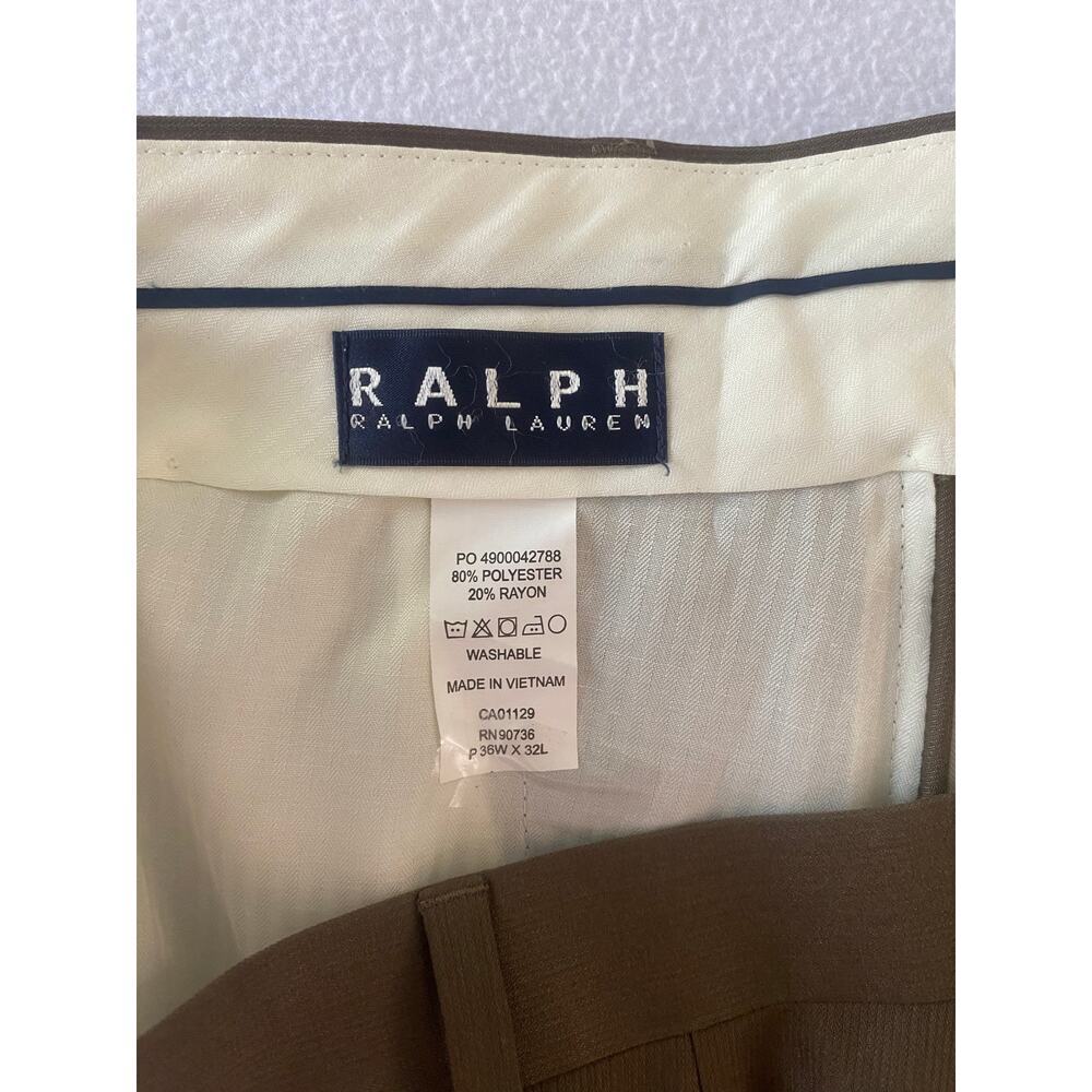 Ralph by Ralph Lauren Pants Brown Flat Front Men’s 35x32 Poly/Rayon Blend # - Picture 5 of 7
